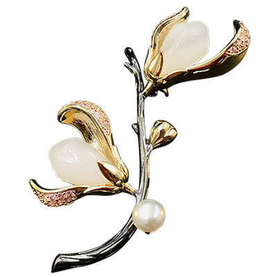 高级感设计玉兰花胸针高档女奢华气质别针西装大衣配饰品礼物5507