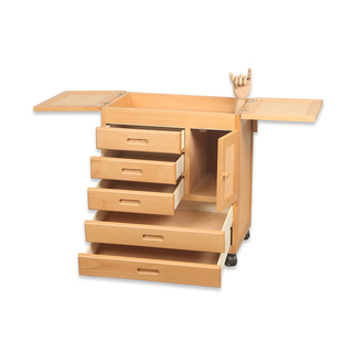 绘岳全实木升降画柜多功能油画车画柜国画画车油画储藏柜三层五层工具车绘画移动摆放台工作台画桌绘画专用