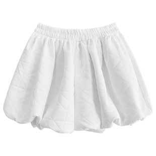 冬天外穿灰色a字花苞短裤裙女菱格夹棉蓬蓬半身短裙灯笼南瓜裙裤