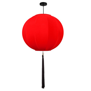 圆形布艺新年红灯笼2026新款户外连串新中式吊灯景区街道婚礼装饰