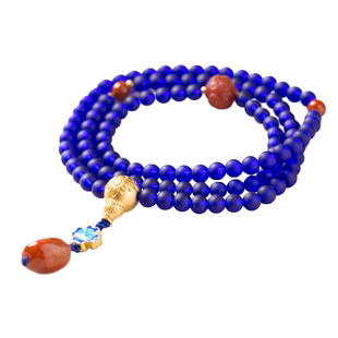 蓝琉璃108颗佛珠药师念珠尼泊尔手工男手持修行老佛珠手串女