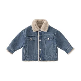 INSbobo儿童外套夹克加绒牛仔衣洋气棉服童儿童秋冬款外套春季潮
