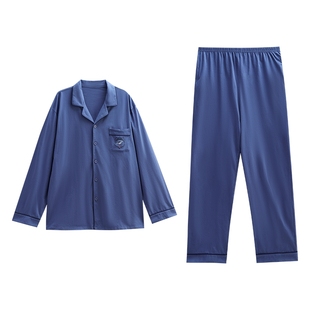 秋鹿先生【超柔软】纯棉睡衣男春秋长袖长裤格子可外穿家居服套装