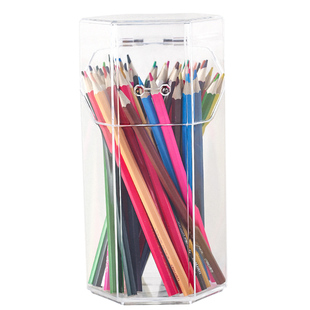 儿童书房透明笔筒防尘带盖收纳刷桶文具店马克笔学生水彩笔收纳盒