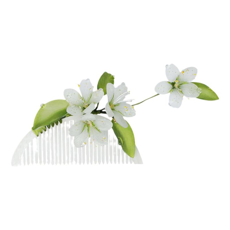 唐松草发梳 热缩花簪步摇仿玉簪子古风发饰汉服头饰日常发簪国风