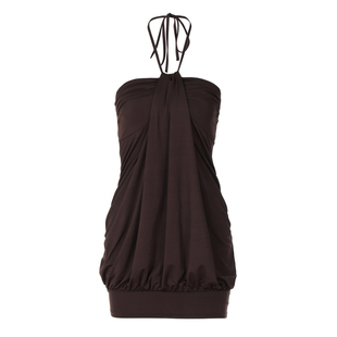 gusty欧美复古风性感挂脖抹胸连衣裙y2k时尚辣妹垂坠感弹力包臀裙