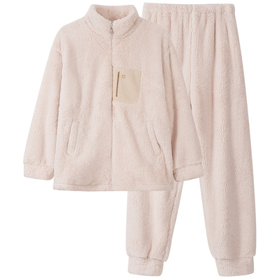 珊瑚绒加厚情侣睡衣可外穿套装