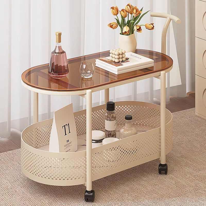现代可移动钢化玻璃沙发边几边柜简约现代小茶几小推车床头侧边柜