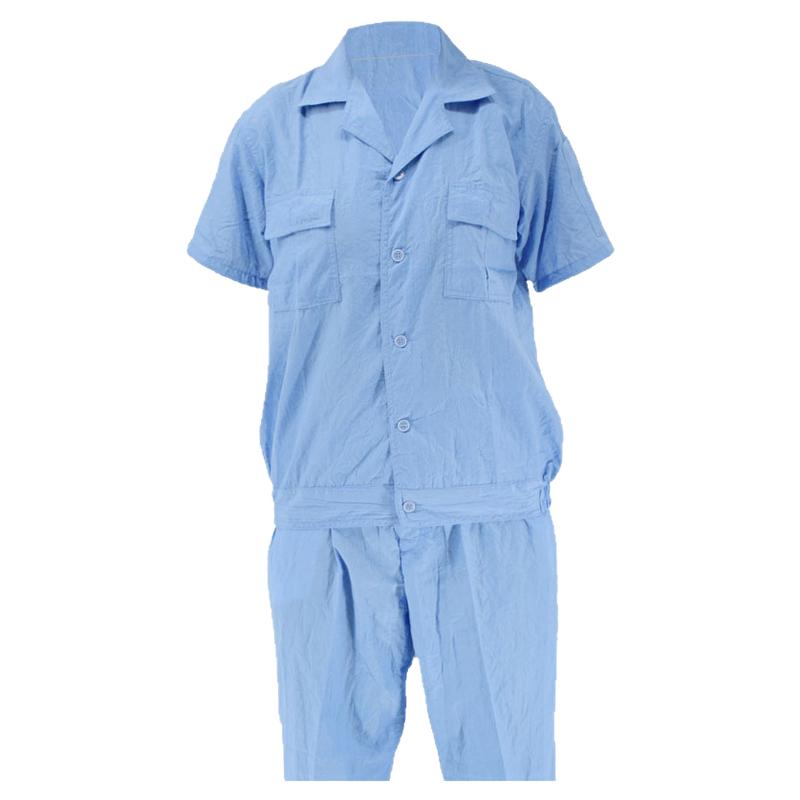 食品厂工作服蓝色加工厂车间卫生防尘套装男女款短袖透气耐磨白色