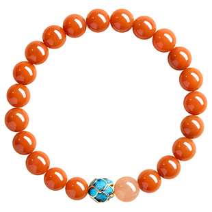 天然保山柿子红南红手串女款官方旗舰店正品转运珠莲花水晶手链