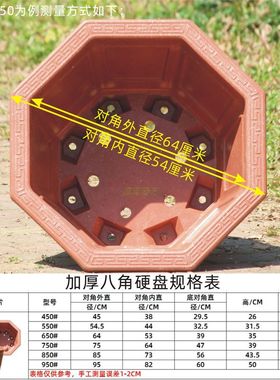 大号特大号加厚八角塑料花盆红色种树盆景三角梅龙缸盆包邮无托盘