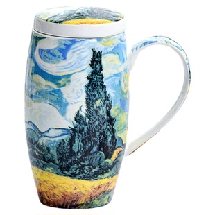 700ml大容量马克杯陶瓷杯创意伴手礼骨瓷高颜值办公室水杯带盖