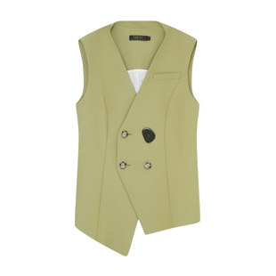 莱芙艾迪儿复古西装马甲女时髦洋气不规则休闲西服1E1J13009