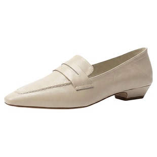 星期六羊皮真皮软底乐福鞋2026新款粗跟小皮鞋女款通勤女士单鞋子