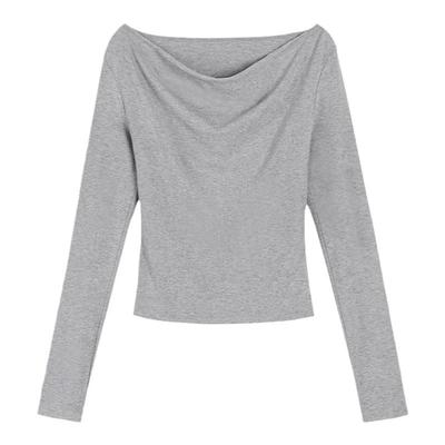 挂脖上衣女露肩打底针织衫