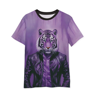 老虎印花T恤男士夏季薄款透气凉感宽松短袖街头风男士百搭上衣