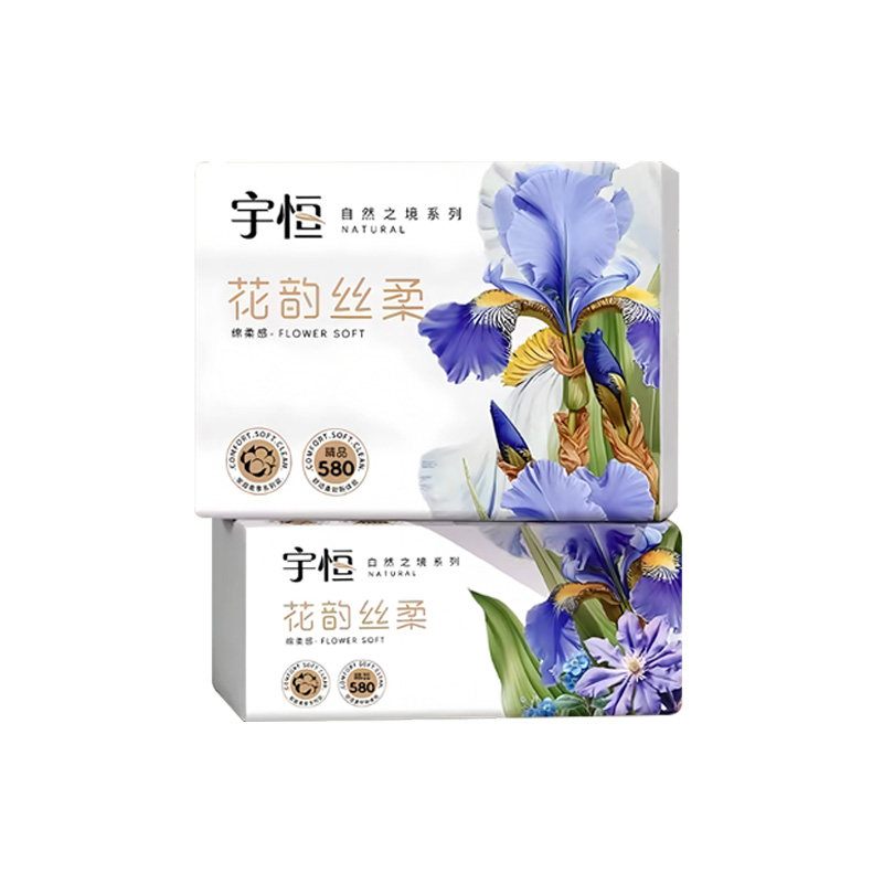 宇恒花韵丝柔平板纸卫生纸500张柔韧压花家用实惠装10包
