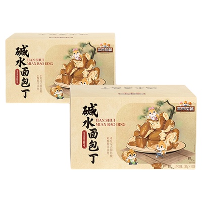 三只松鼠_碱水面包丁300g/箱