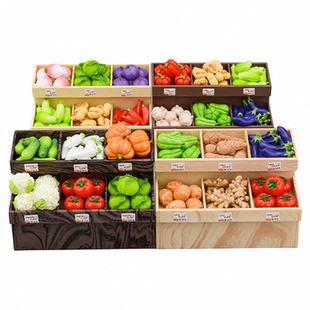 迷你仿真蔬菜架子果蔬食物模型过家家玩具超市食玩微缩场景小摆件