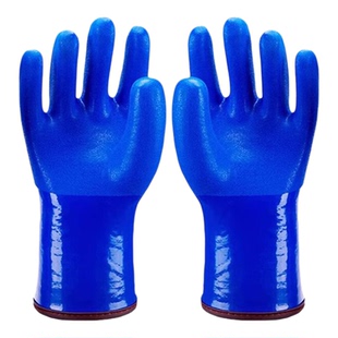 汽修防油手套冬季加绒加厚保暖防寒防水耐磨劳保防滑胶皮机械修理