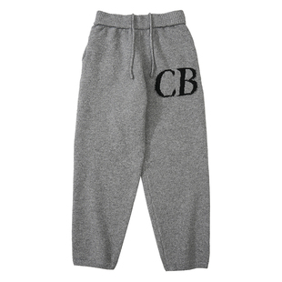 Cole Buxton小众高街潮牌极简字母提花美式休闲男女宽松毛线长裤
