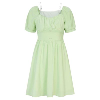 商场同款气质极简法式方领