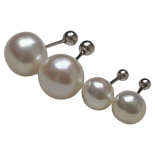 925纯银天然珍珠耳钉女螺丝拧扣防掉免耳堵洗澡睡觉不用摘耳环