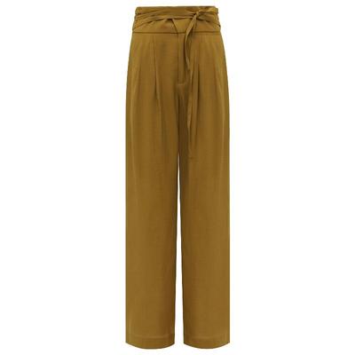 COCOBELLA高腰打褶垂坠阔腿裤