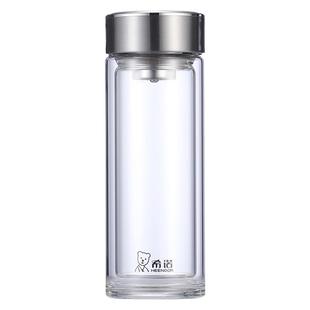 希诺双层玻璃杯加厚大容量泡茶杯商务杯子办公室男士隔热水杯定制