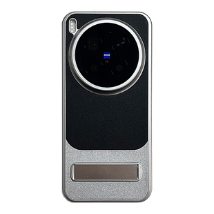 三只鱼【潮牌素皮纹支架石墨黑】适用vivox300pro/vivox200ultra手机壳新款电镀高档个性防摔半包保护套男女