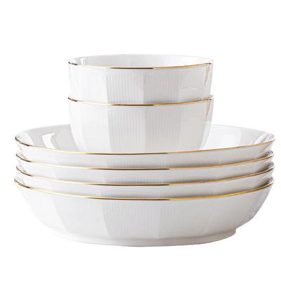 家用轻奢金边陶瓷碗碟盘套装餐具