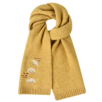 红色针织围巾女秋冬季保暖