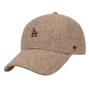 47棕色毛呢帽子女生春款LA硬顶加深棒球帽2024保暖驼色ny鸭舌帽男