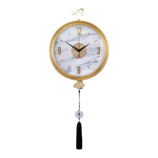 轻奢黄铜钟表挂钟客厅家用时尚时钟表挂墙现代客厅新中式石英钟
