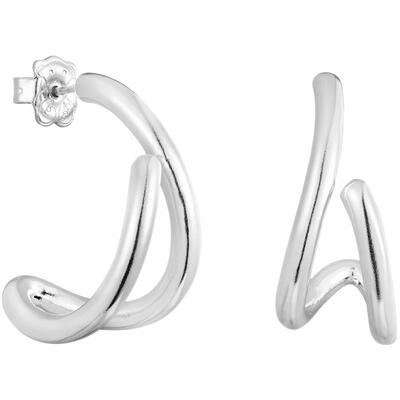 Bent系列银质双圈耳环秋冬礼物