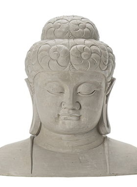 龙门石窟大佛中式水泥卢舍那半身佛像佛头摆件盆栽鱼缸造景装饰品