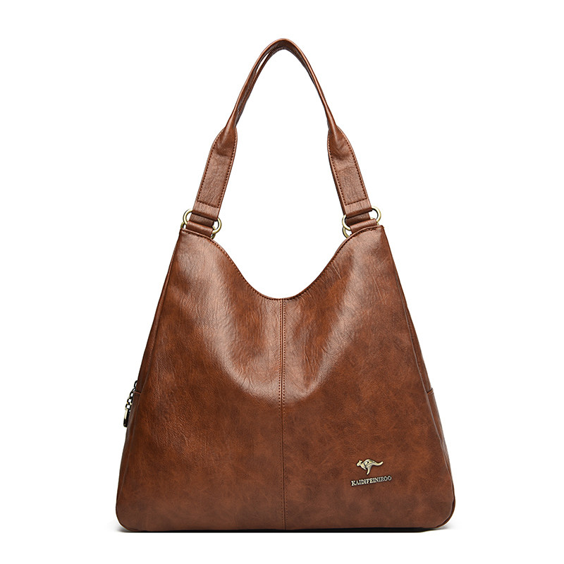 袋鼠真皮女包托特包女士大容量2025新款包包手提单肩包时尚软牛皮