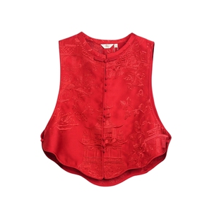 布符新中式「红亭台楼阁花瓣马甲」2026年新品春季国风传统盘扣女