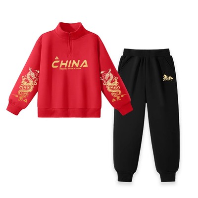 匹克童装男童加绒套装冬季新款