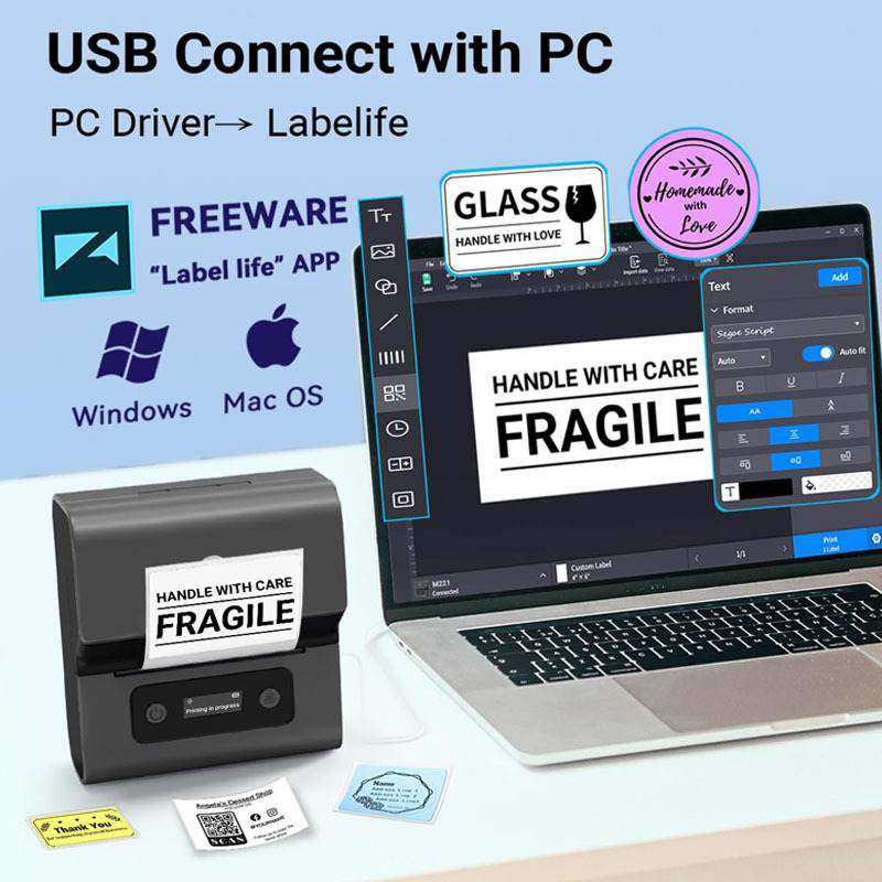 miniprinterM221标签打印机商用智能热敏蓝牙便携款条码机打印机