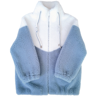 羊羔毛皮草外套女冬皮毛一体撞色拼接休闲宽松显瘦年轻羊剪绒大衣