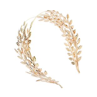 新娘头饰发箍欧美法式婚礼配饰金色金属树叶子橄榄枝发带发饰头箍