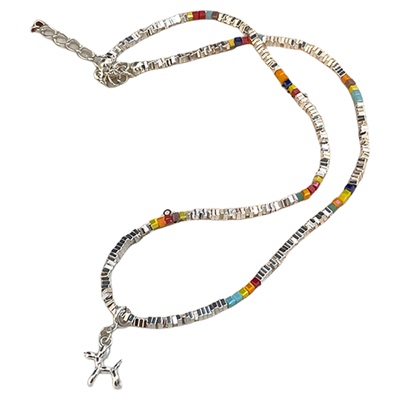 多巴胺彩色气球狗项链串珠锁骨链