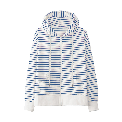 条纹连帽卫衣女纯棉休闲宽松