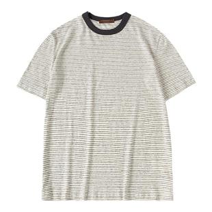 CycleDocument 汉麻&有机棉混纺 显瘦黑白细条纹短袖T恤女