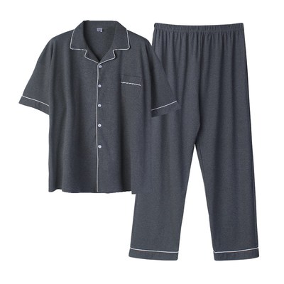 大码宽松200斤纯棉睡衣男士短袖