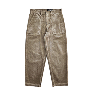 西里布卡其色灯芯绒长款男工装休闲裤日系复古宽松锥形小脚裤