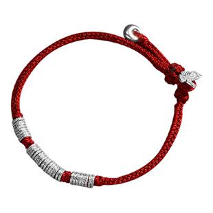 吴越老银铺足银999盘缠红绳手链 精致百搭手工编织红绳国潮本命年