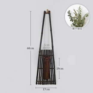 饰墙上挂墙花瓶 日式 壁挂花器花插竹制玄关客厅餐厅墙面插花器皿装