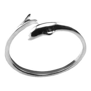 集泰可爱海豚白银指环简约学生清新无名指戒指女s925纯银个性韩版